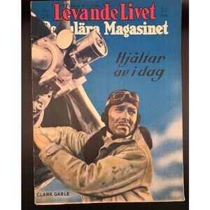 RARE 1938 Swedish Living Life Popular Clark Gable Magazine Test Pilot Hollywood